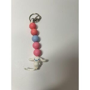 Sanrio Cinnamoroll Keychain Pastel Bead Clip On Charm Pink Blue Cute Kawaii